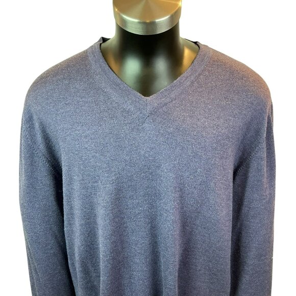 Nordstrom 100% Extra-Fine Merino Wool Purple V-Neck Sweater Mens XL Made In Ital - Picture 5 of 9